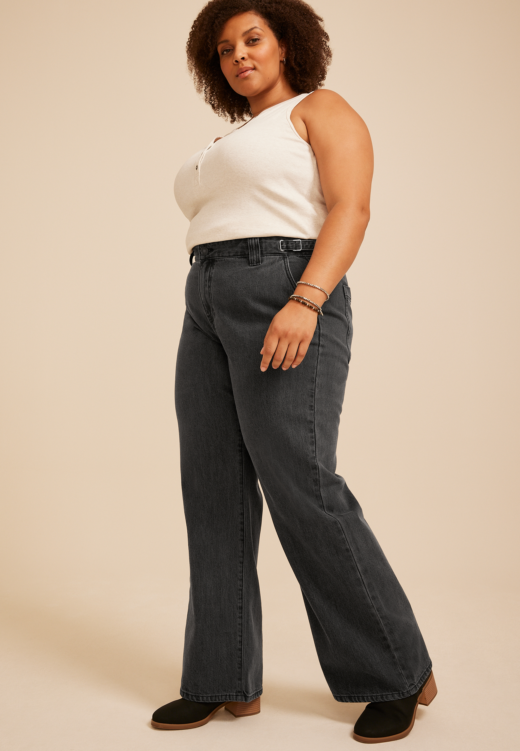 Plus Size KanCan&trade; High Rise Black Slim Wide Leg Jean, C106, large