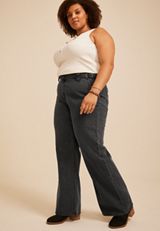 Plus Size KanCan&trade; High Rise Black Slim Wide Leg Jean, C106, small