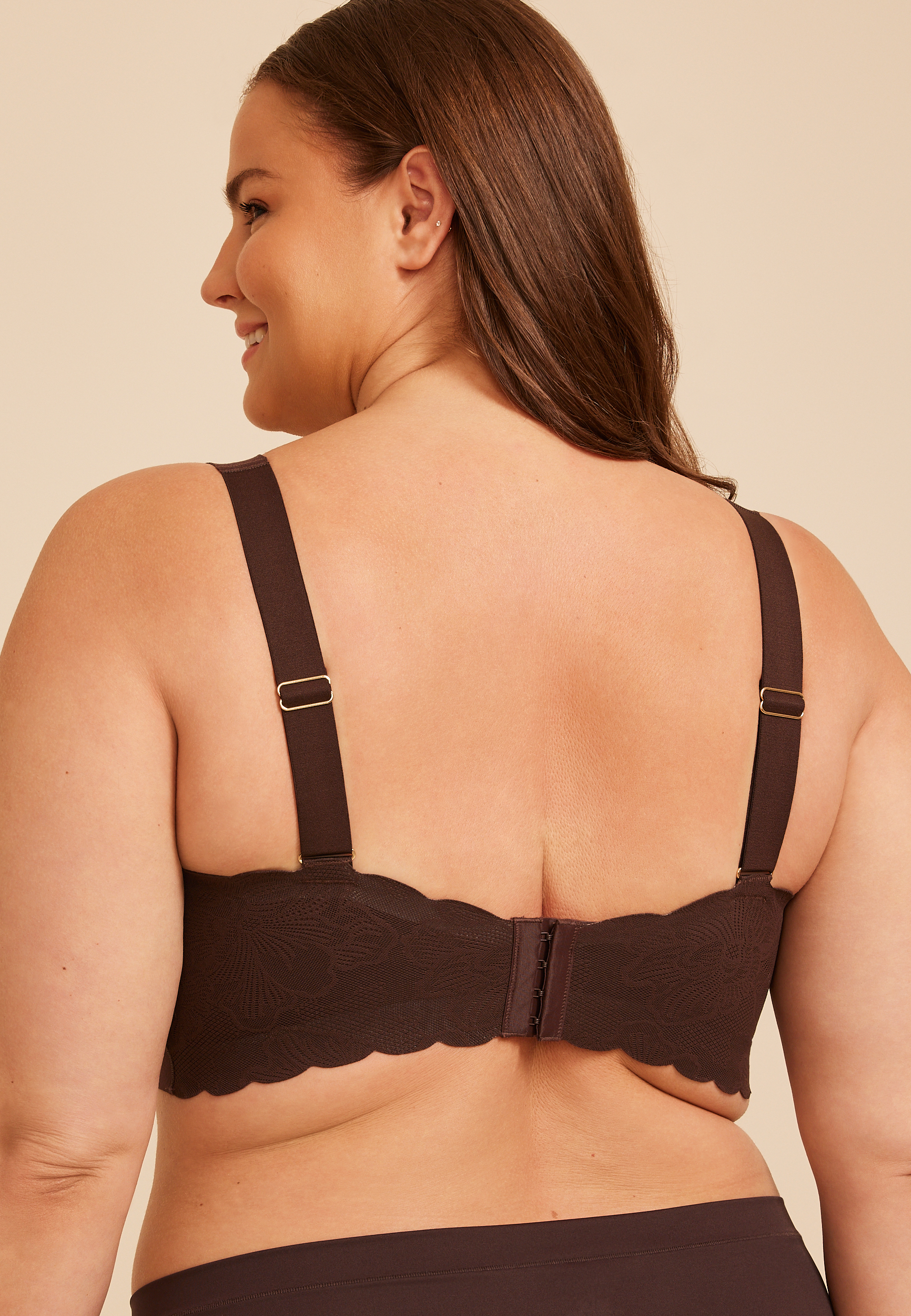 Invisibliss Lace Back Bralette, COFFEE BEAN, large
