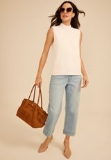 Matte Chenille Mock Neck Sweater Tank, C9298, small