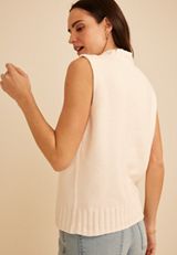 Matte Chenille Mock Neck Sweater Tank, C9298, small