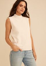 Matte Chenille Mock Neck Sweater Tank, C9298, small