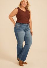 Plus Size KanCan&trade; High Rise Double Button Pieced Waist Bootcut Jean, C3337, small