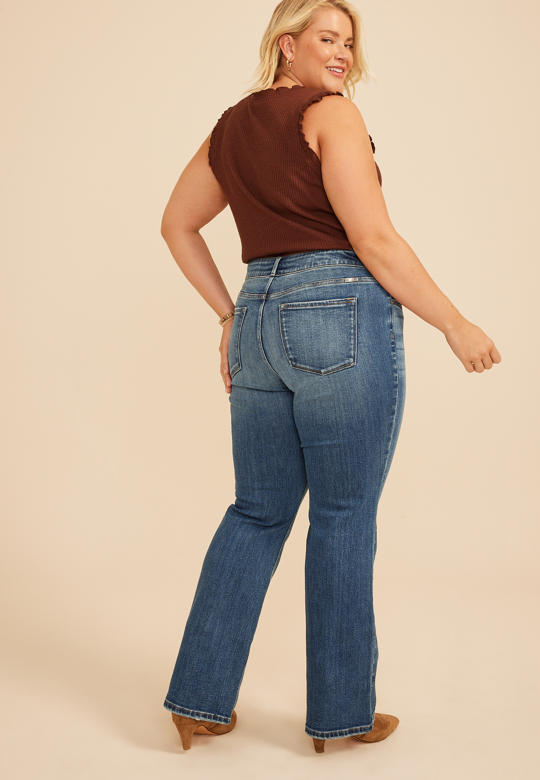 Plus Size KanCan&trade; High Rise Double Button Pieced Waist Bootcut Jean, C3337, large