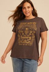 Plus Size Kind Words Are Like Honey Classic Fit Graphic Tee, COFFEE BEAN, small