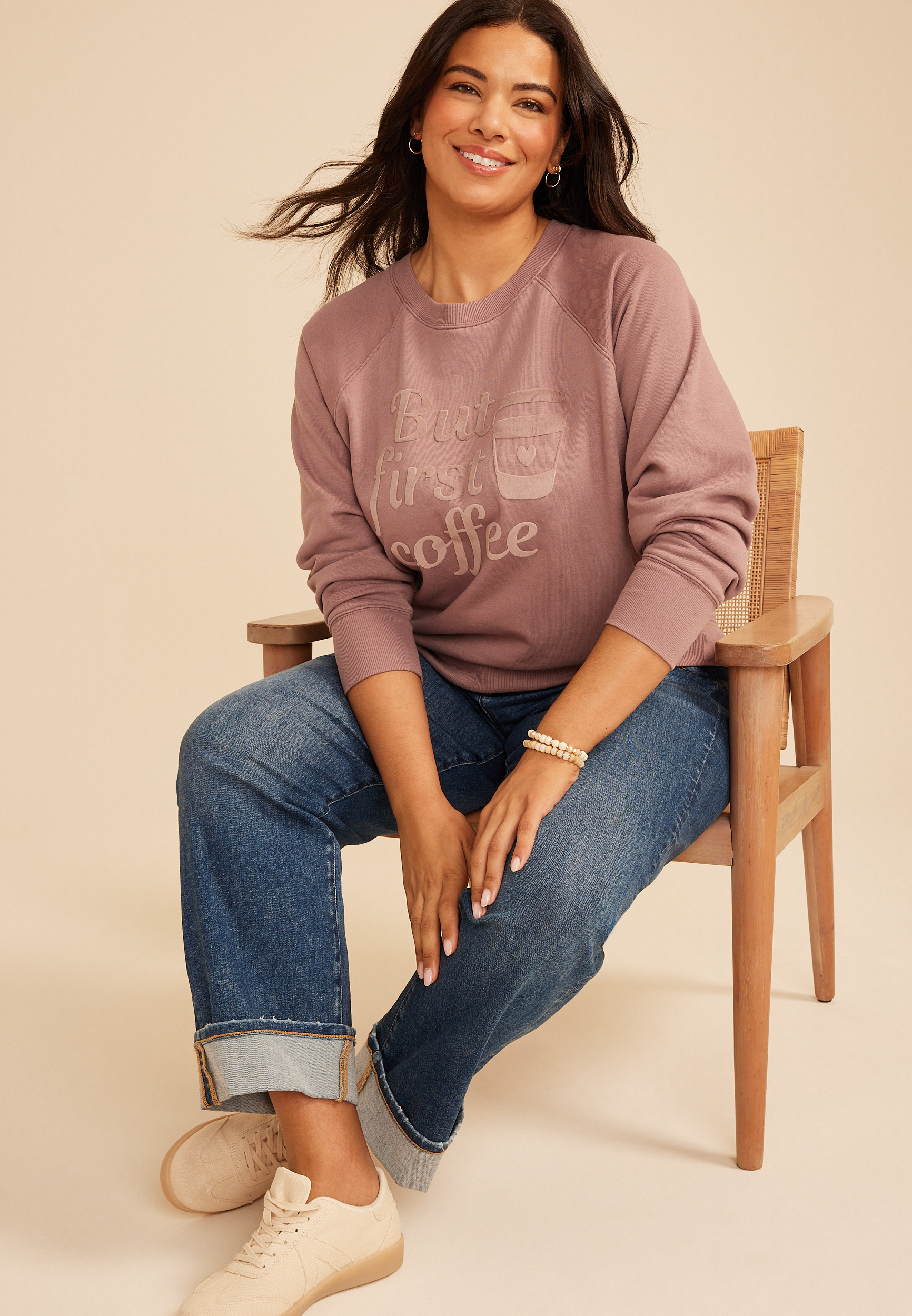 Plus Size But First Coffee Sweatshirt, C9247, large