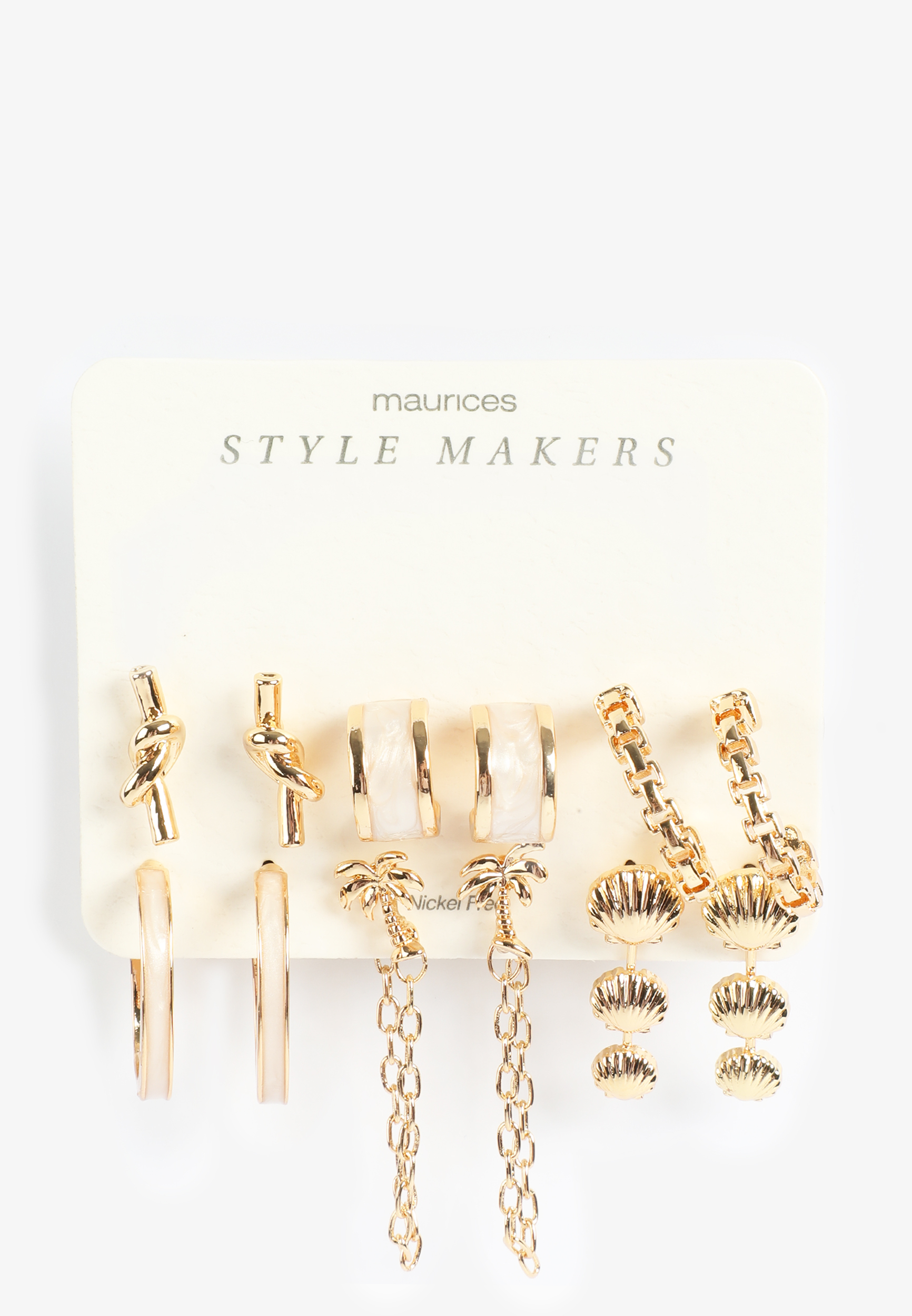 6 Pack Gold Seashell Earring Set