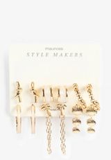 6 Pack Gold Seashell Earring Set, C605, small