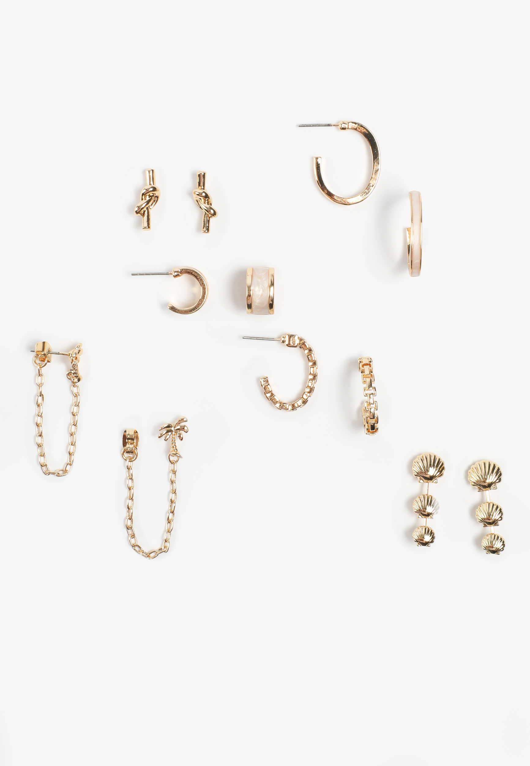 6 Pack Gold Seashell Earring Set, C605, large