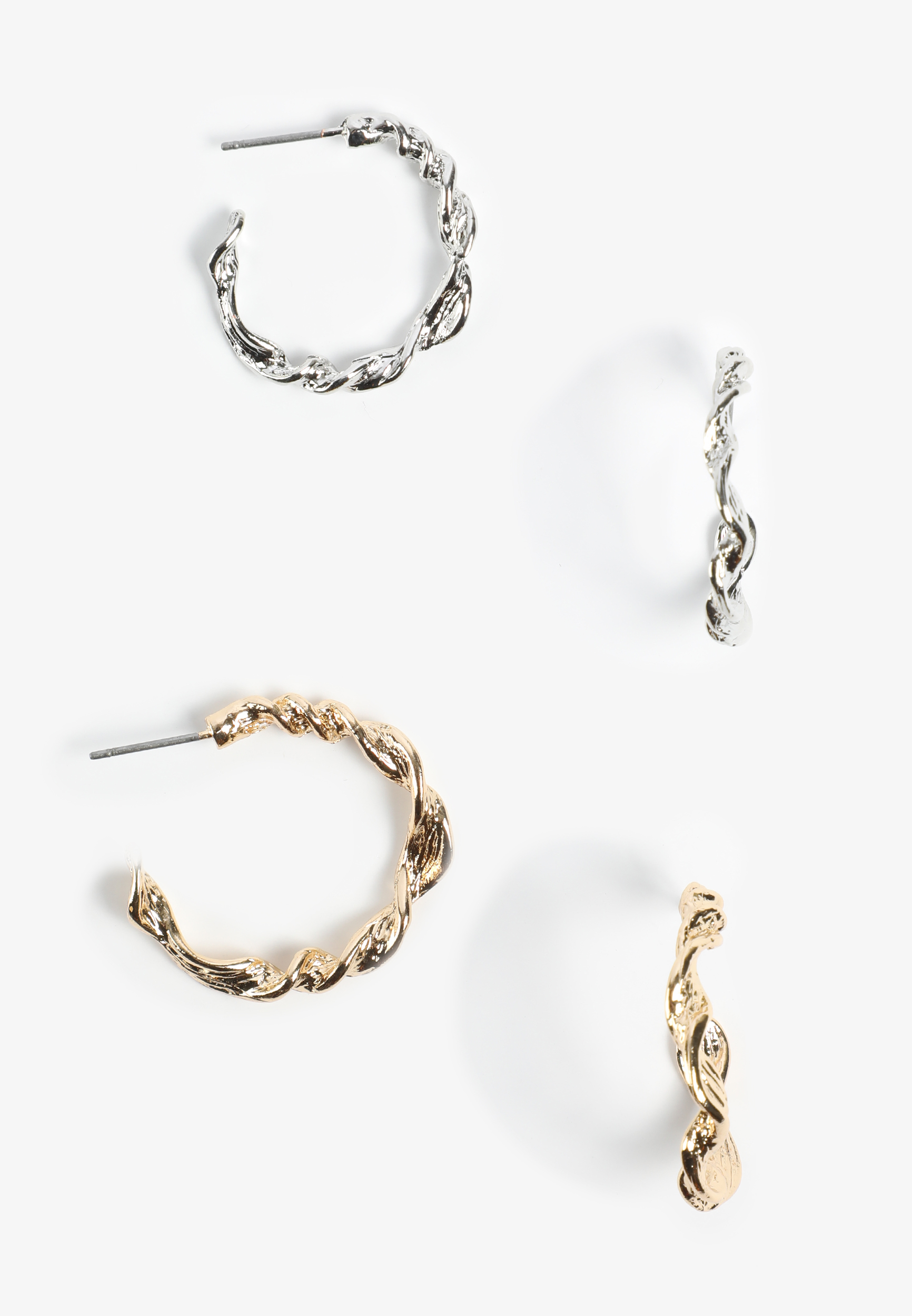 Twisted Mixed Metal Hoop Earring Set