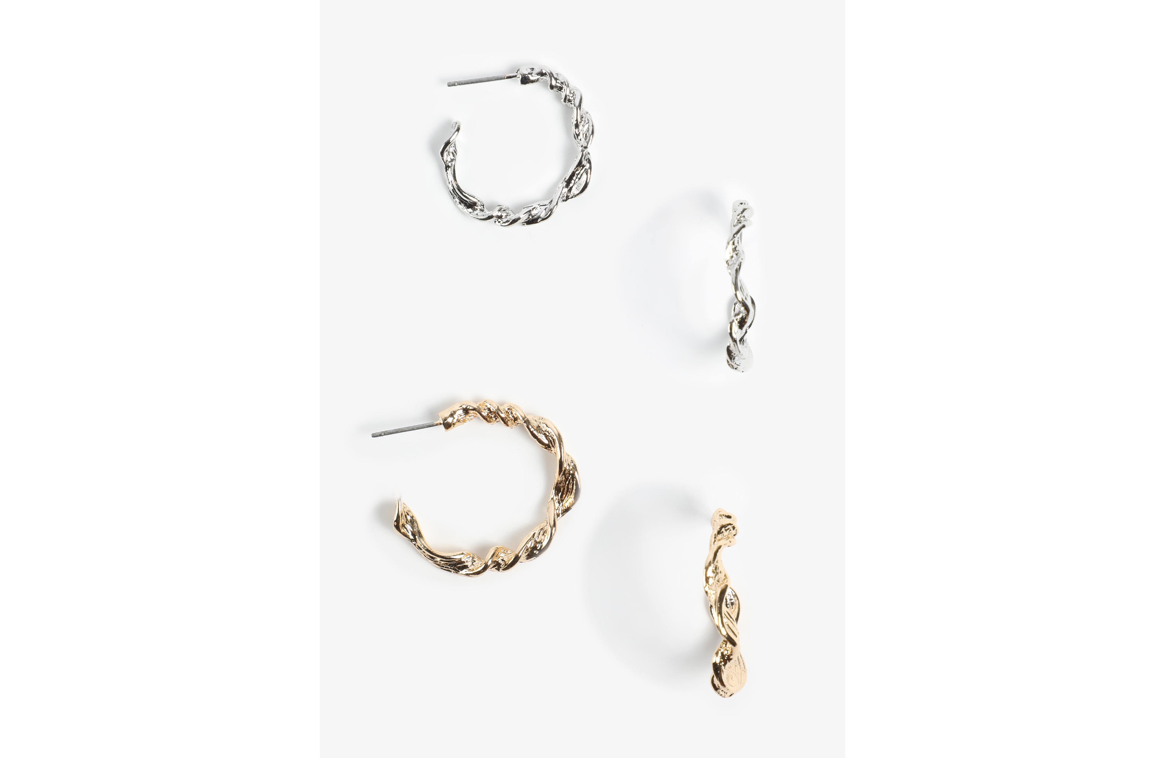 Twisted Mixed Metal Hoop Earring Set