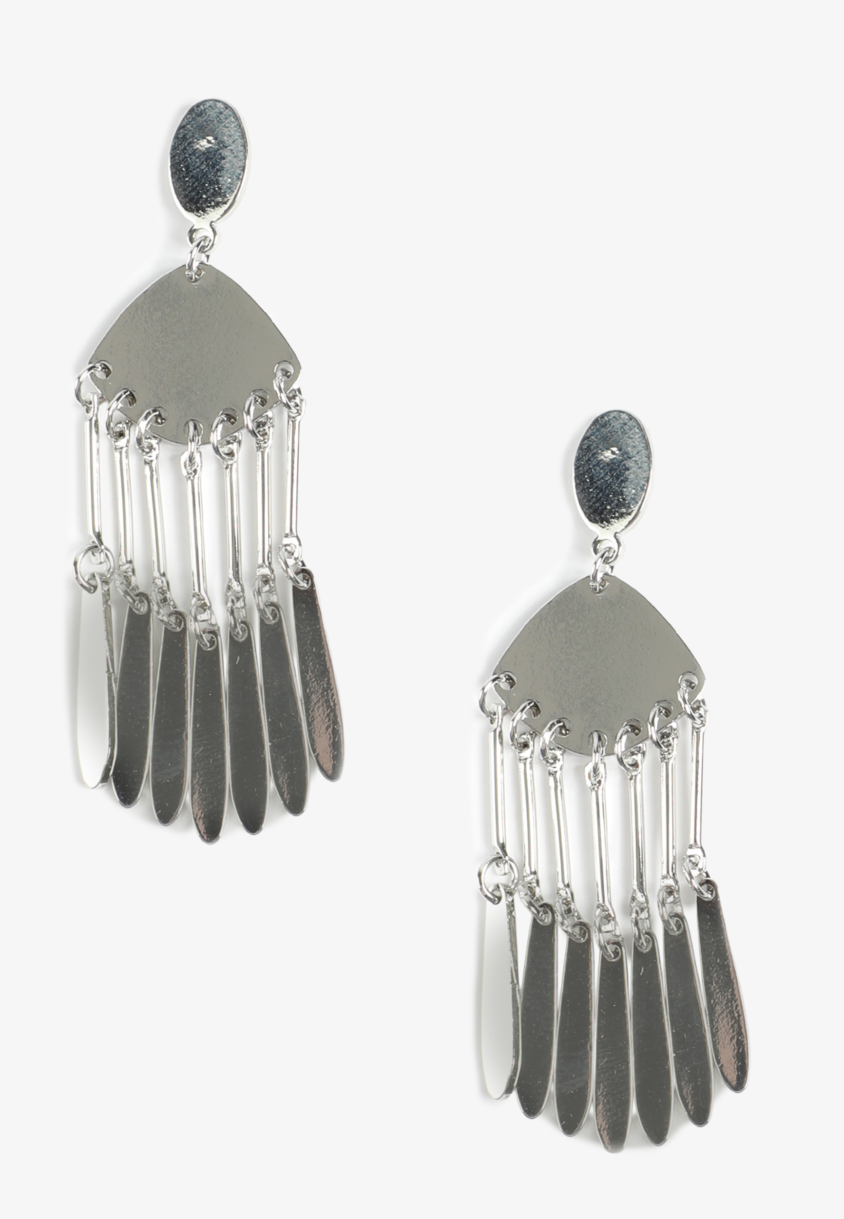Silver Fringe Metal Drop Earrings
