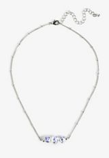 Silver Blue Floral Ceramic Beaded Necklace, C431, small