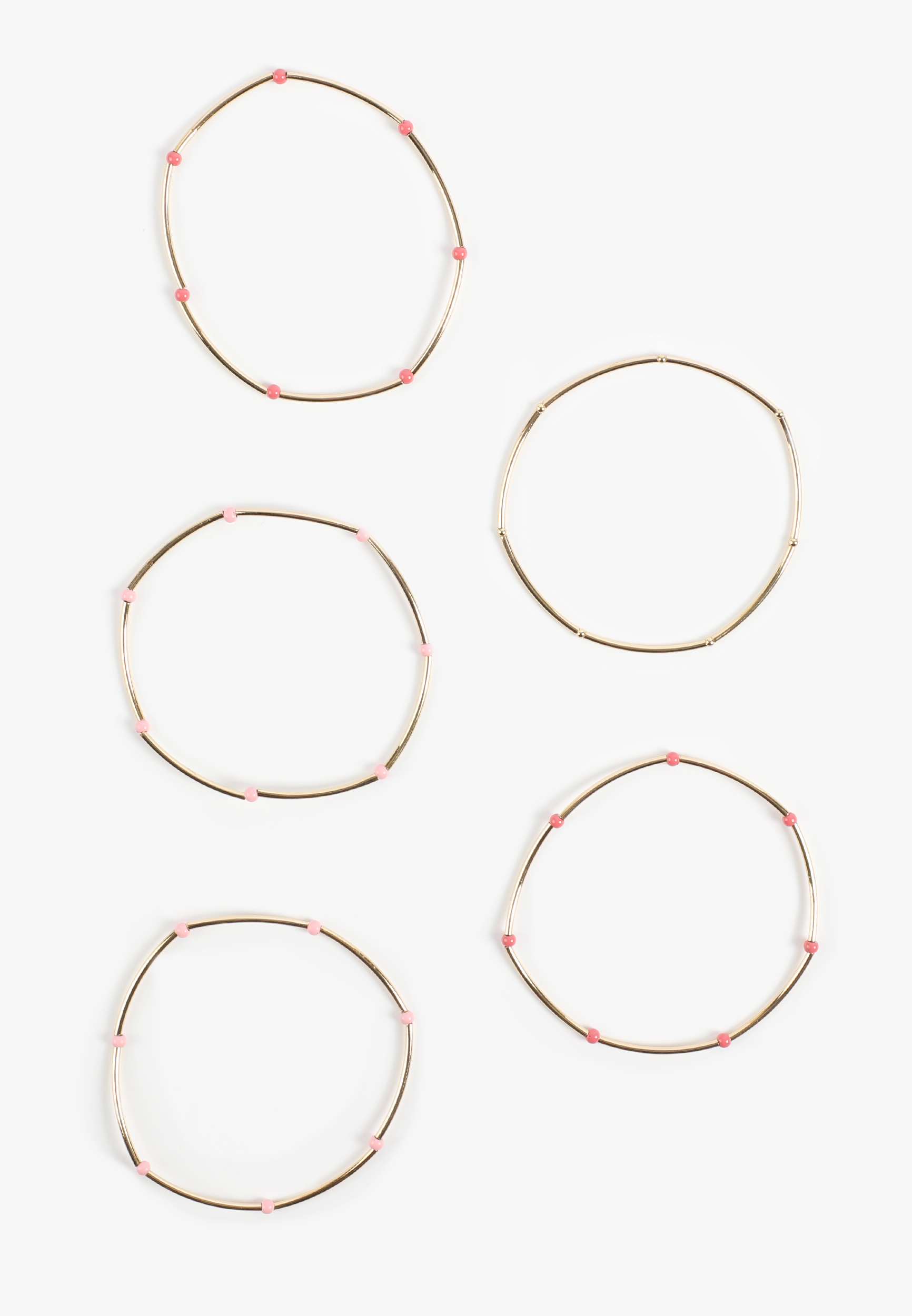 Gold Elbow Bead Stretch Bangle Set, C605, large