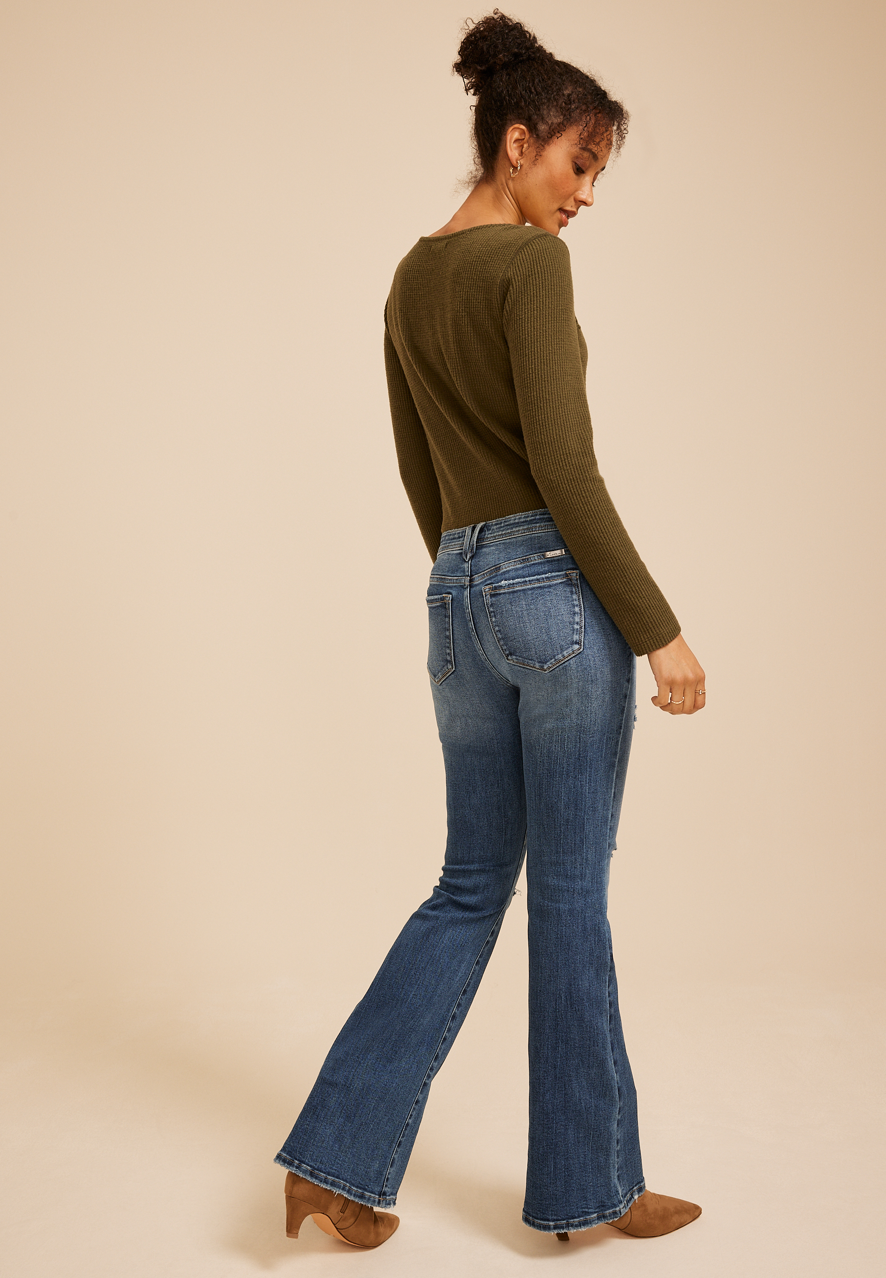 KanCan™ Mid Rise Western Pocket Stitch Ripped Flare Jean, C258, large