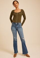 KanCan™ Mid Rise Western Pocket Stitch Ripped Flare Jean, C258, small