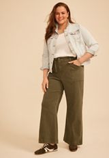 Plus Size High Rise Seamed Wide Leg Pant, C9161, small