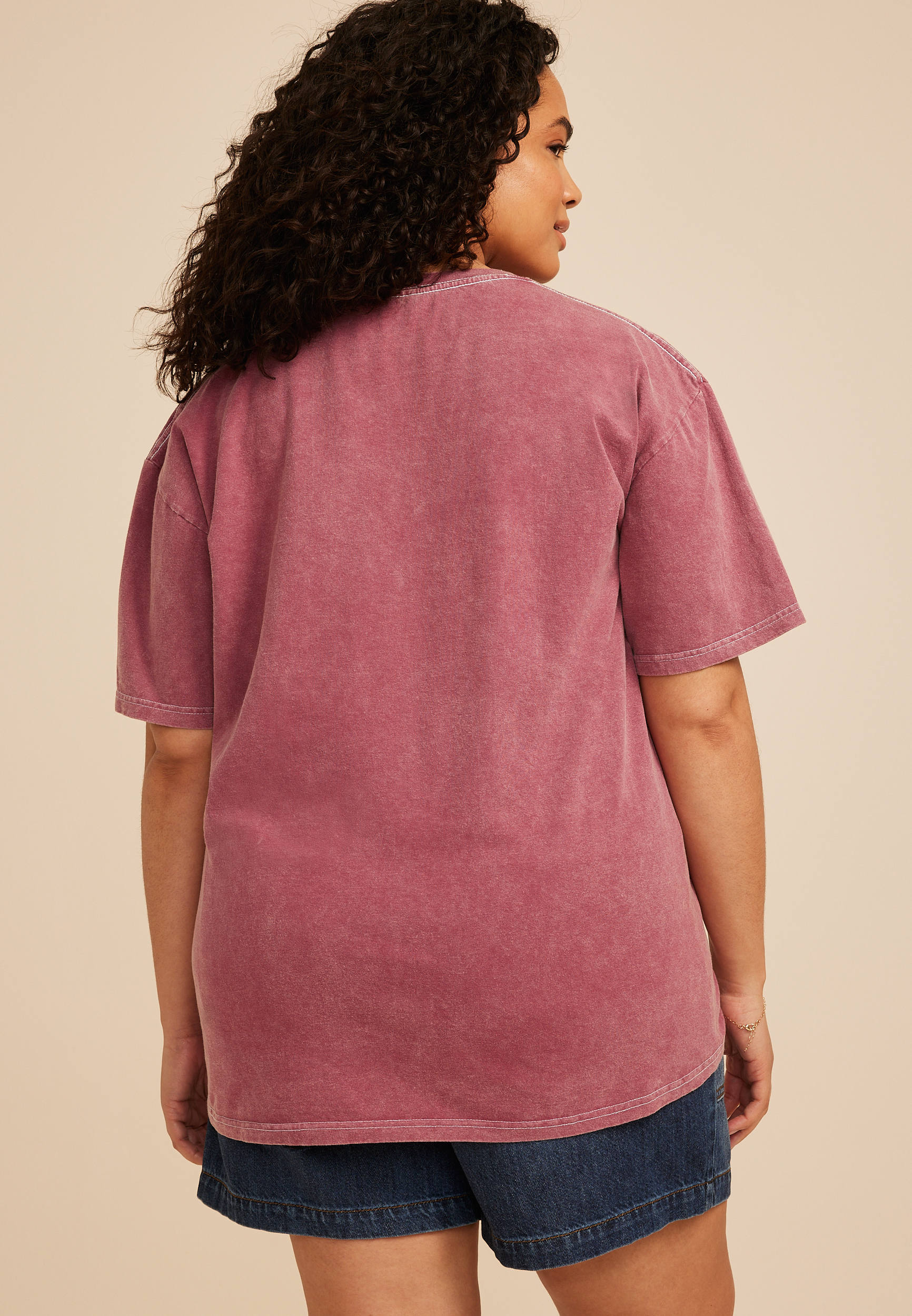 Plus Size Happy Camper Standard Fit Graphic Tee, GARNET ROSE, large