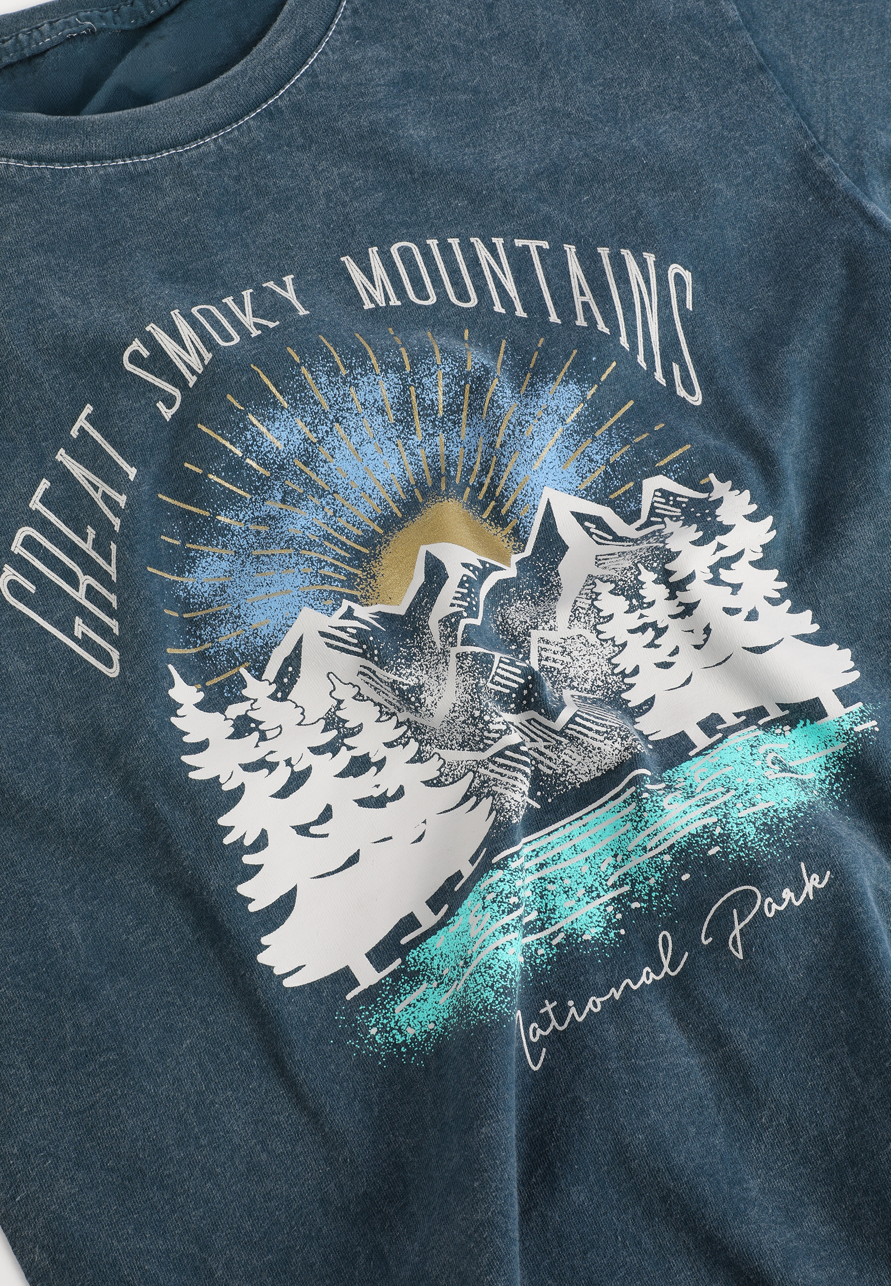 Great Smoky Mountains Standard Fit Graphic Tee, NAVY, large