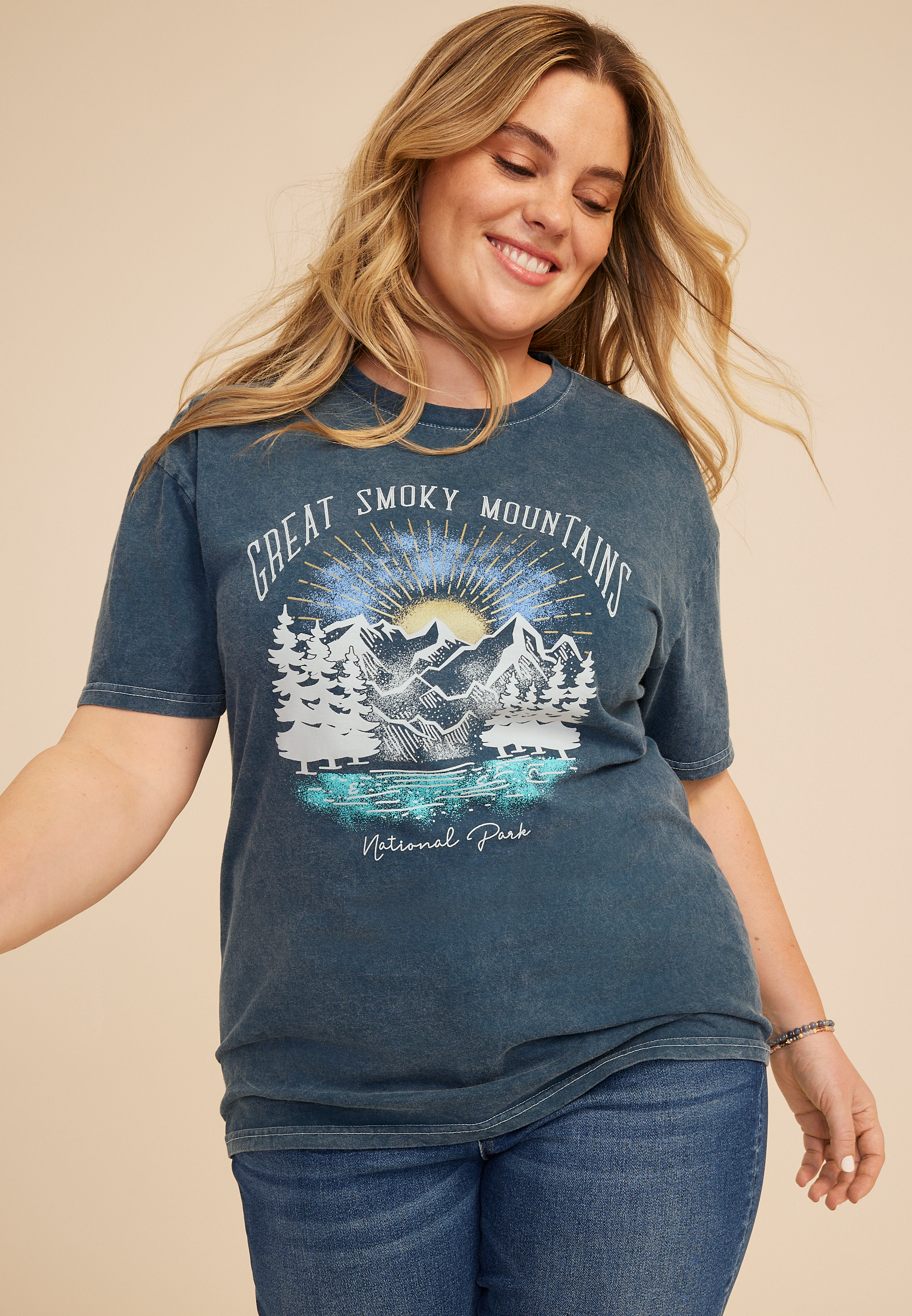 Plus Size Great Smoky Mountains Standard Fit Graphic Tee, C180, large