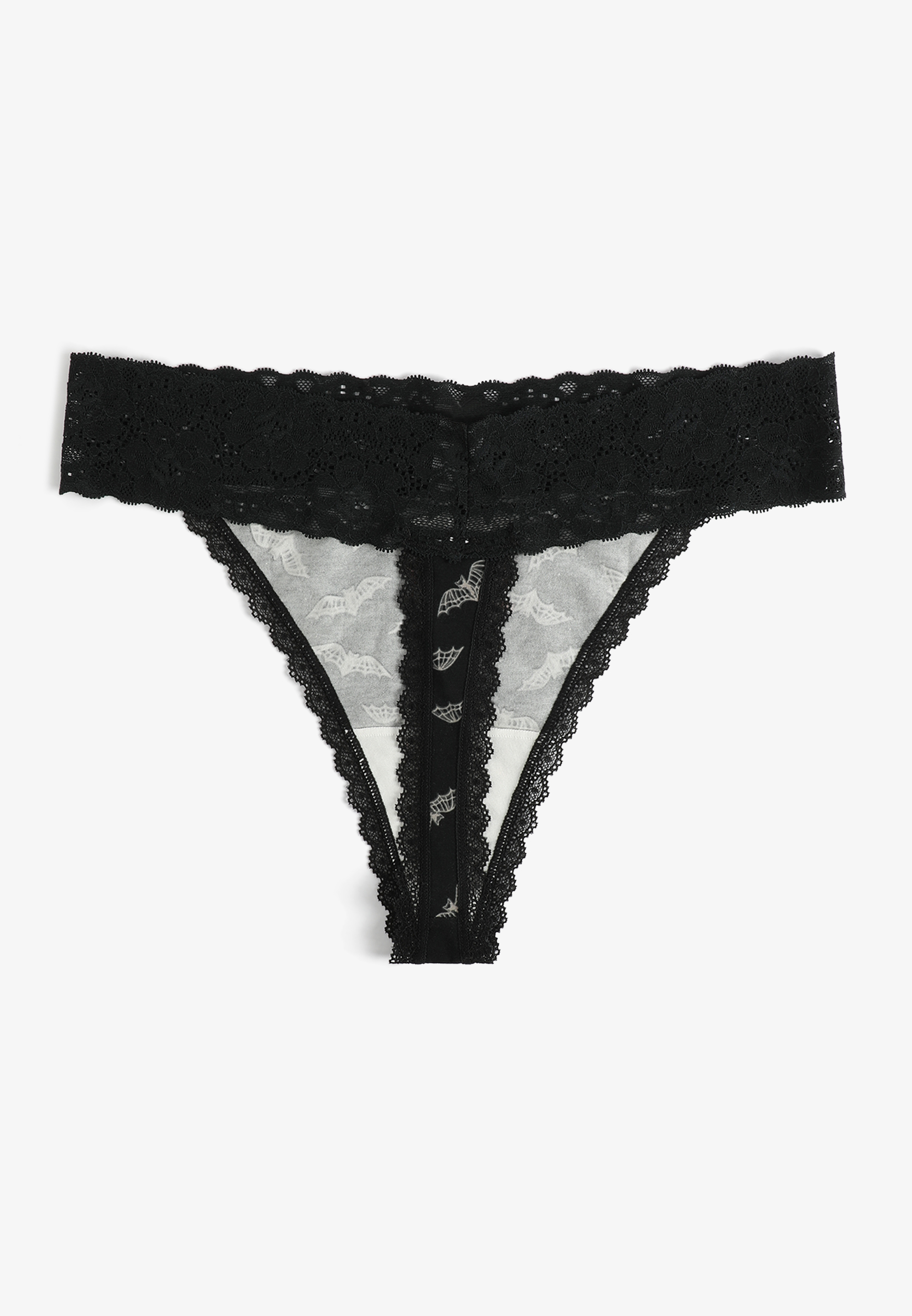 Simply Comfy Cotton Bat Print Thong Panty, C1756, large