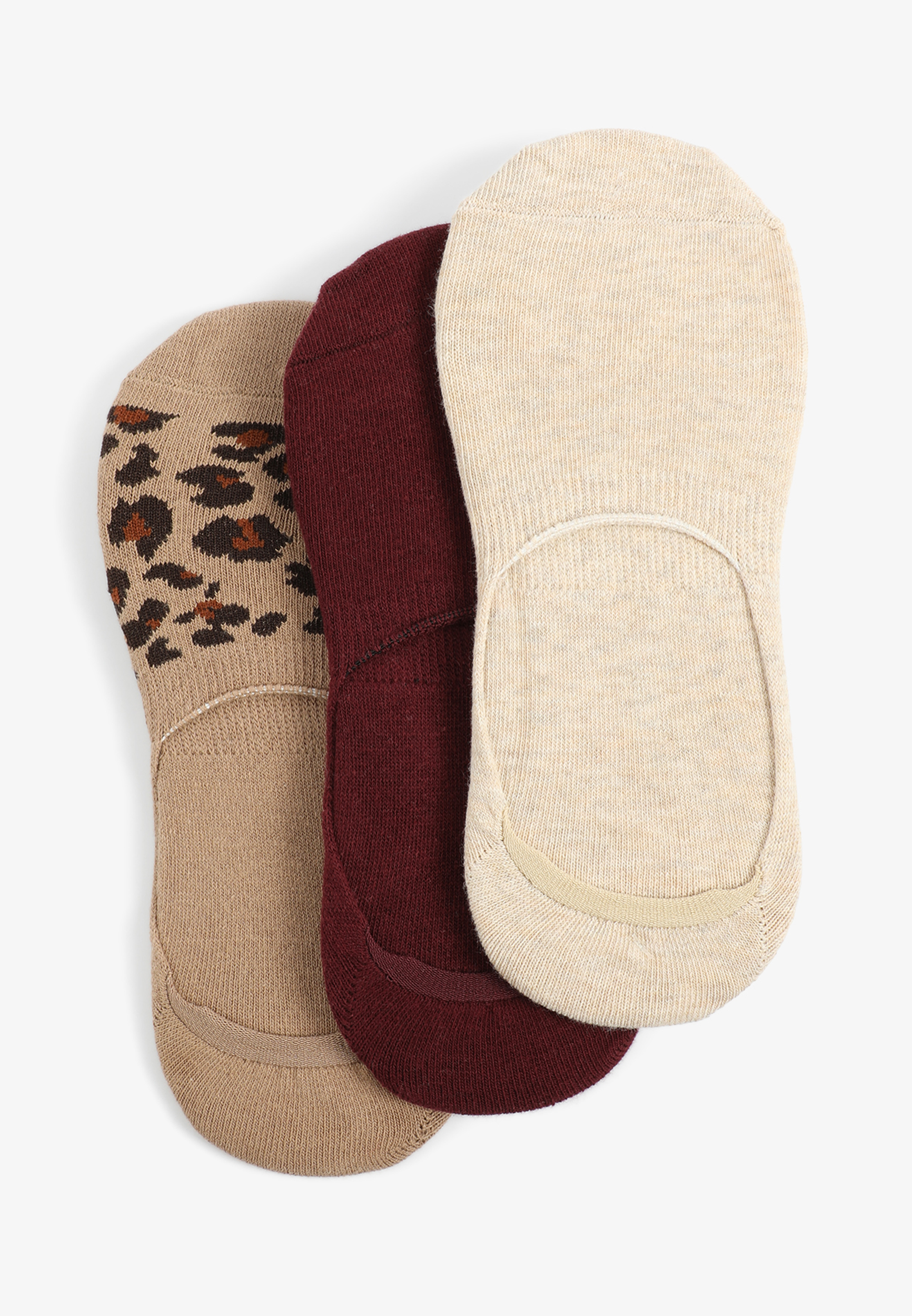 3 Pack Neutral Animal Print No Show Socks