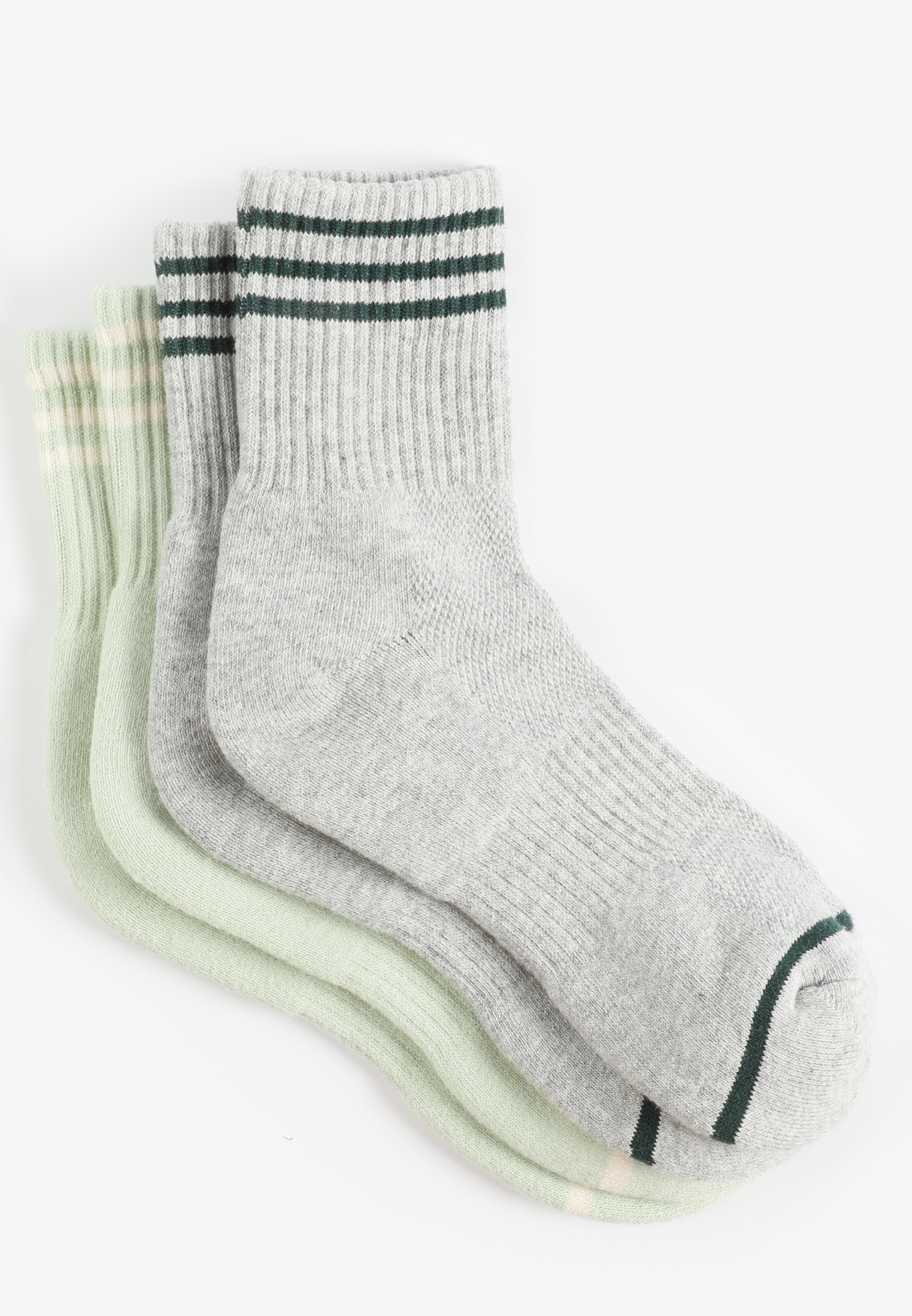 2 Pack Striped Short Crew Socks