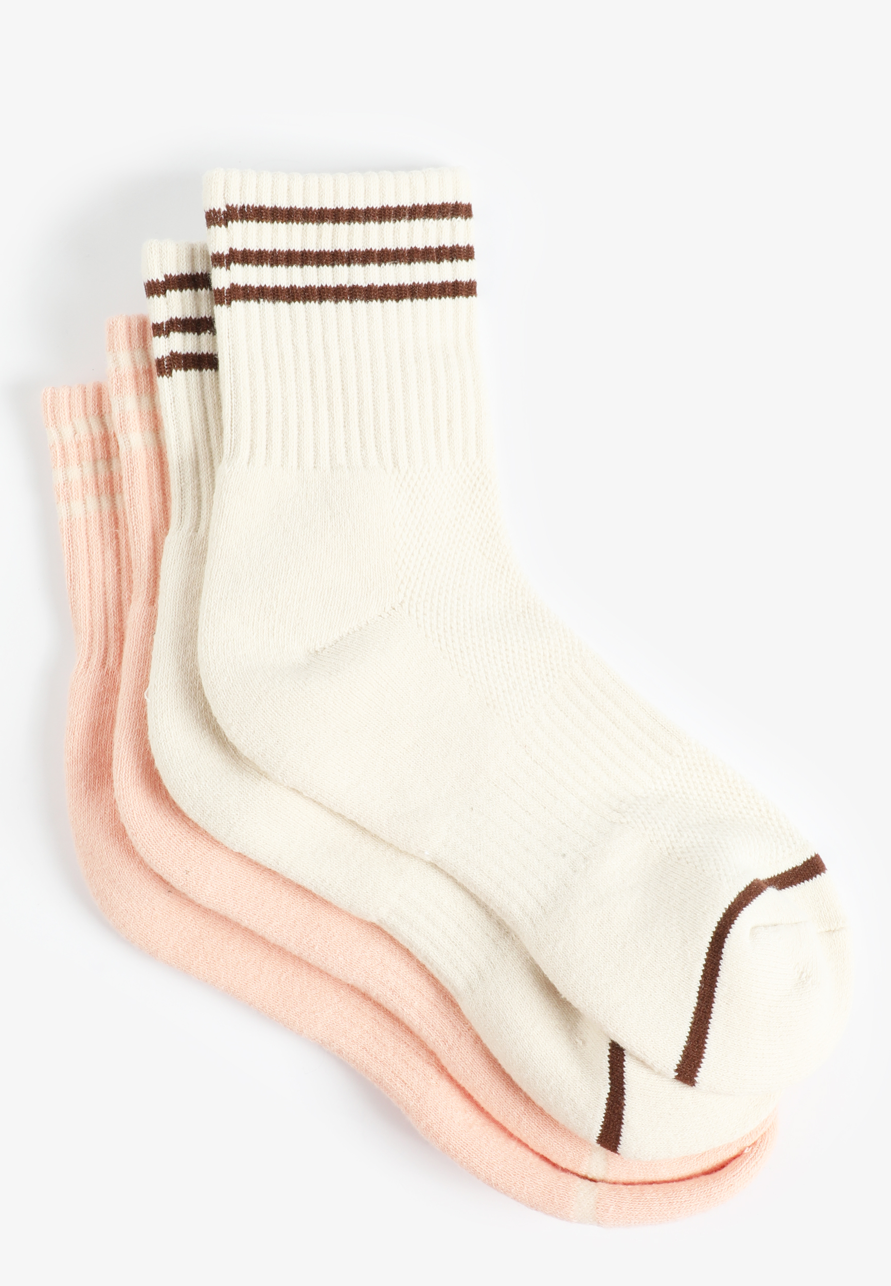 2 Pack Striped Short Crew Socks