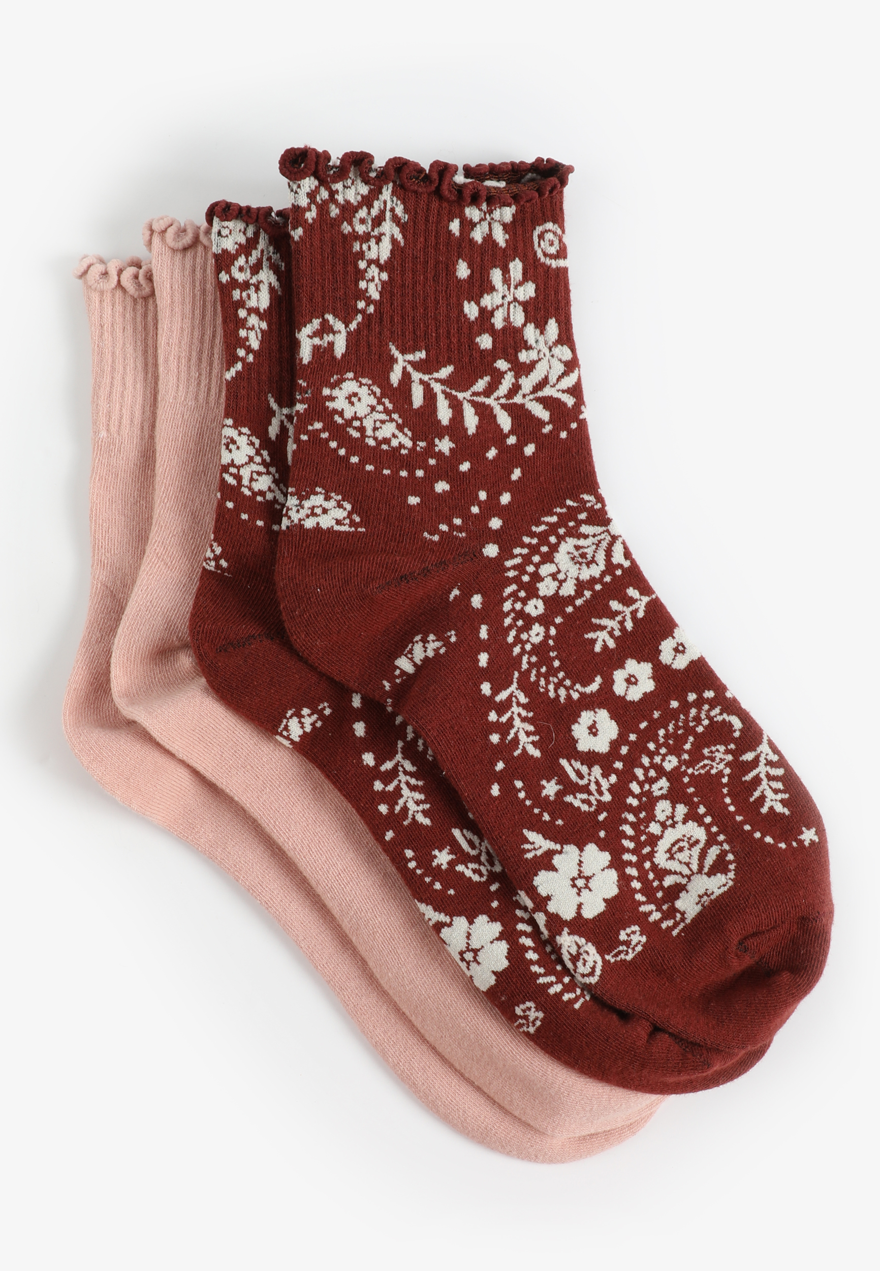 2 Pack Ruffle Trim Short Crew Socks