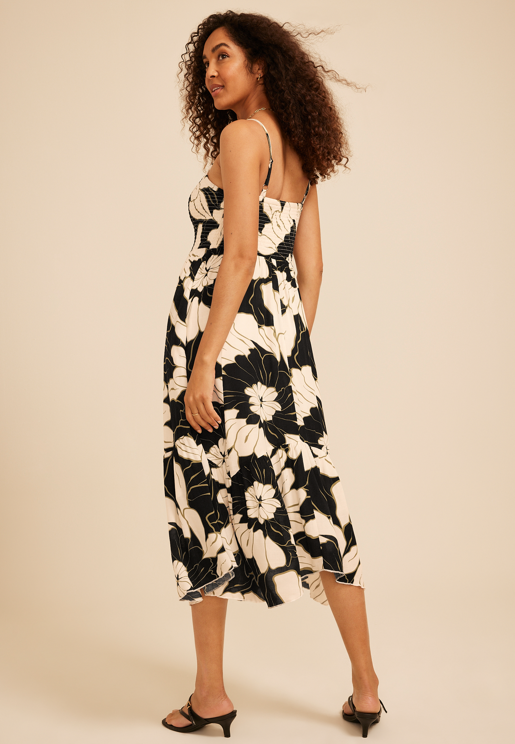 Bare Floral Hanky Hem Midi Dress, C1756, large