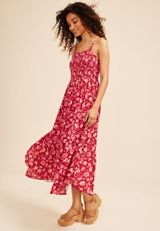 Bare Floral Hanky Hem Midi Dress, C2842, small