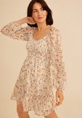 Floral Sweetheart Smocked Bodice Babydoll Dress, C5487, small