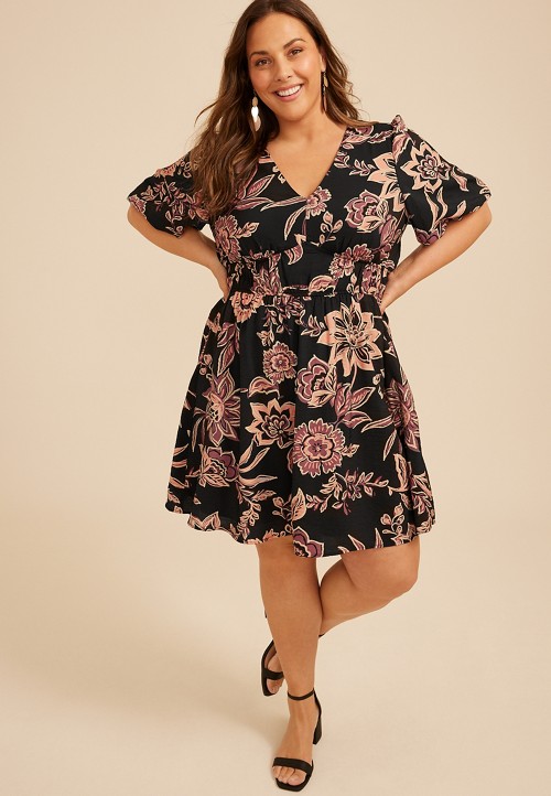 lightweight summer dresses plus size IN'VOLAND Dress Women Short Sleeve Midi Spring Floral Dress Casual Boho Vacation Sundresses at Amazon Women's Clothing store Lightweight and comfy for hot days Plus Size Summer Dresses: Lightweight