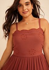 Plus Size Bare Embroidered Eyelet Tiered Midi Dress, C8482, small