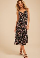 Bare V Neck Knot Front Midi Dress, C1756, small