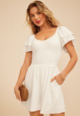 Crinkle Gauze Double Flutter Sleeve Romper, C4673, small