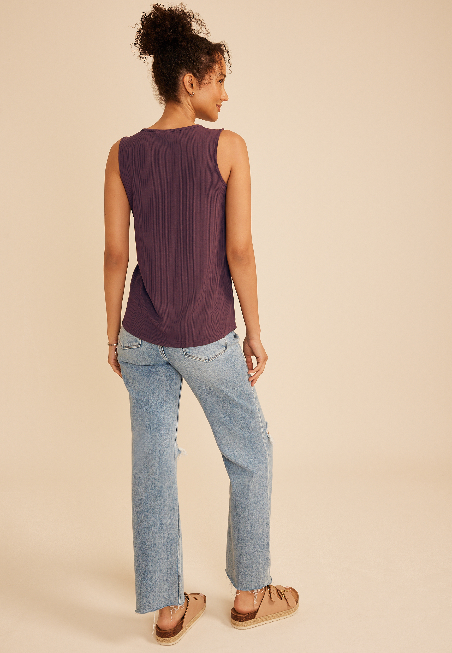 Variegated Lace Up Tank Top, C9902, large