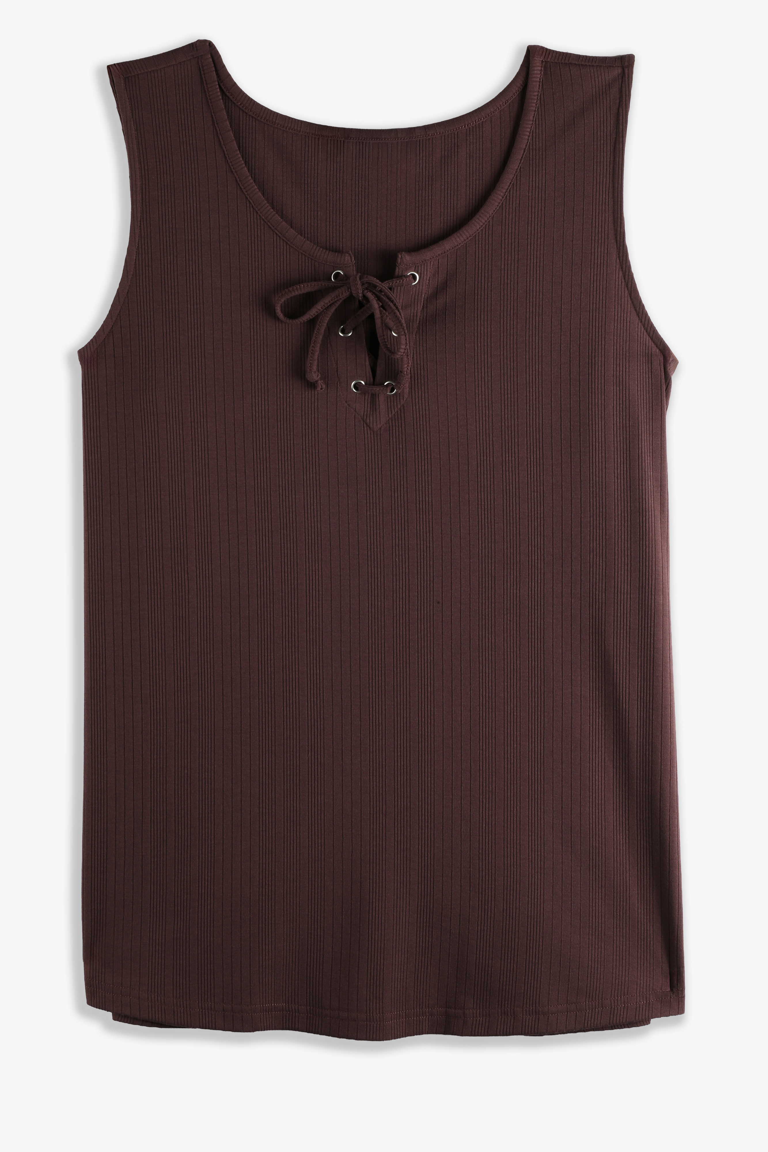 Plus Size Variegated Lace Up Tank Top