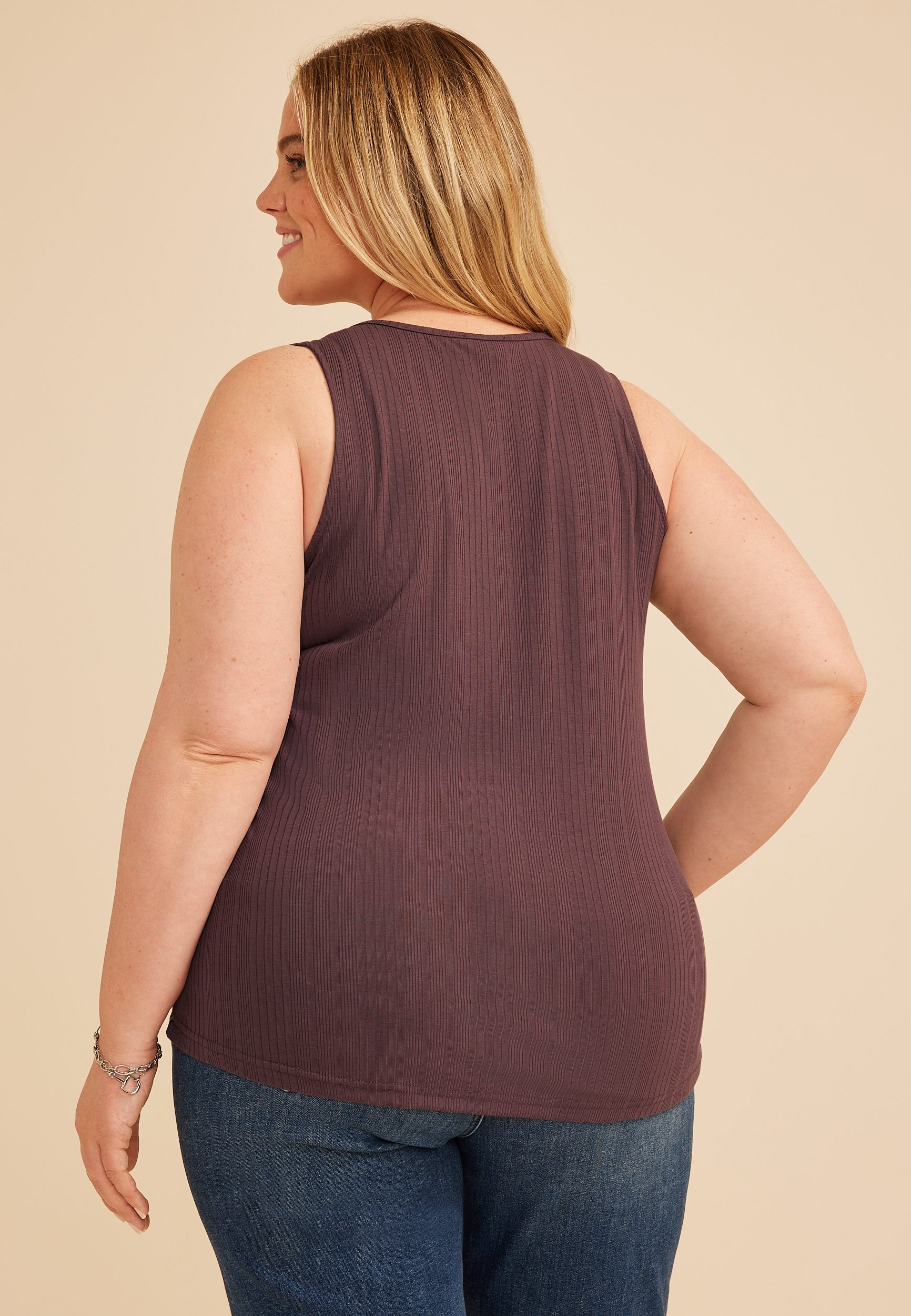 Plus Size Variegated Lace Up Tank Top, C9902, large