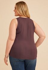 Plus Size Variegated Lace Up Tank Top, C9902, small