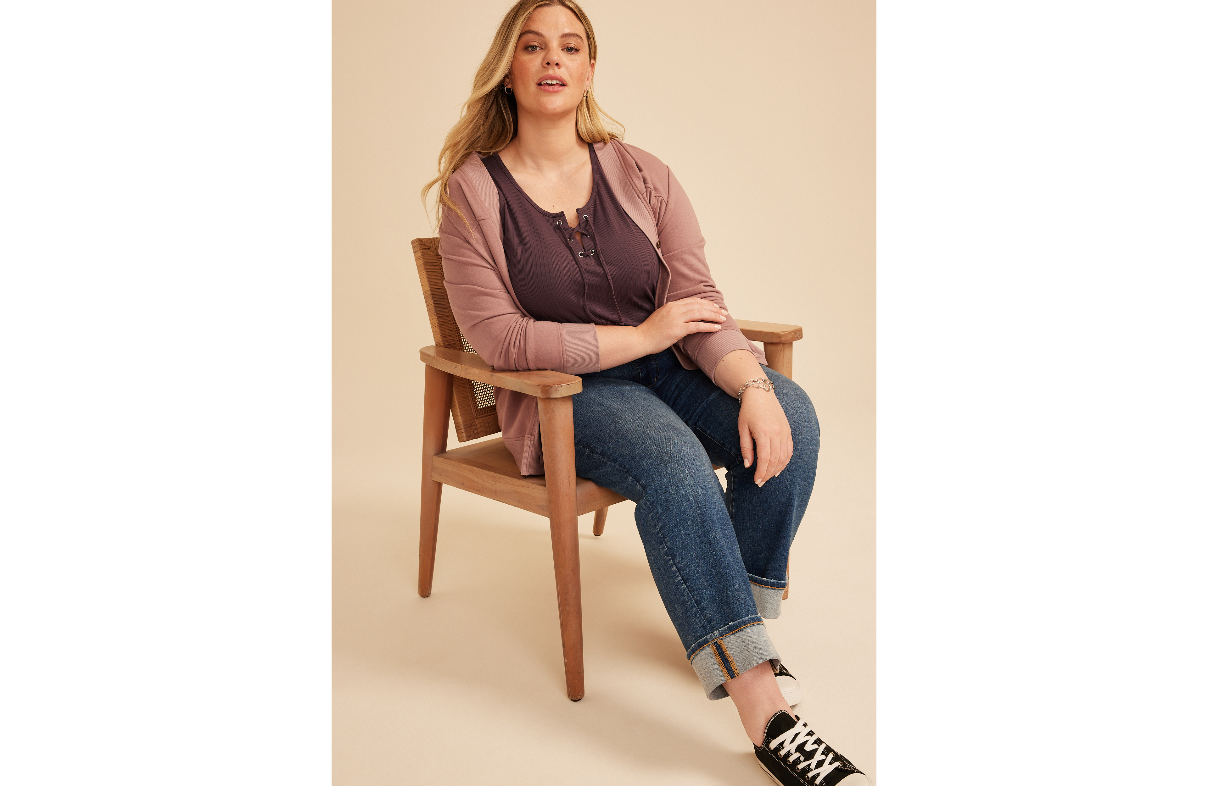 Plus Variegated Lace Up Tank Top