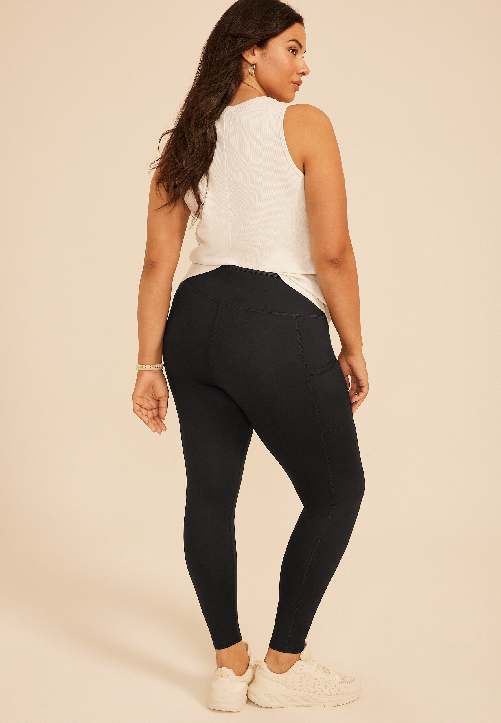 Plus Size High Rise Luxe Liquid Shine Contrast Cross Waist Legging, C1756, large