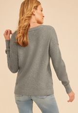 Waffle Stitch V Neck Sweater, C3042, small