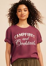 Campfires And Cocktails Oversized Fit Graphic Tee, C830, small
