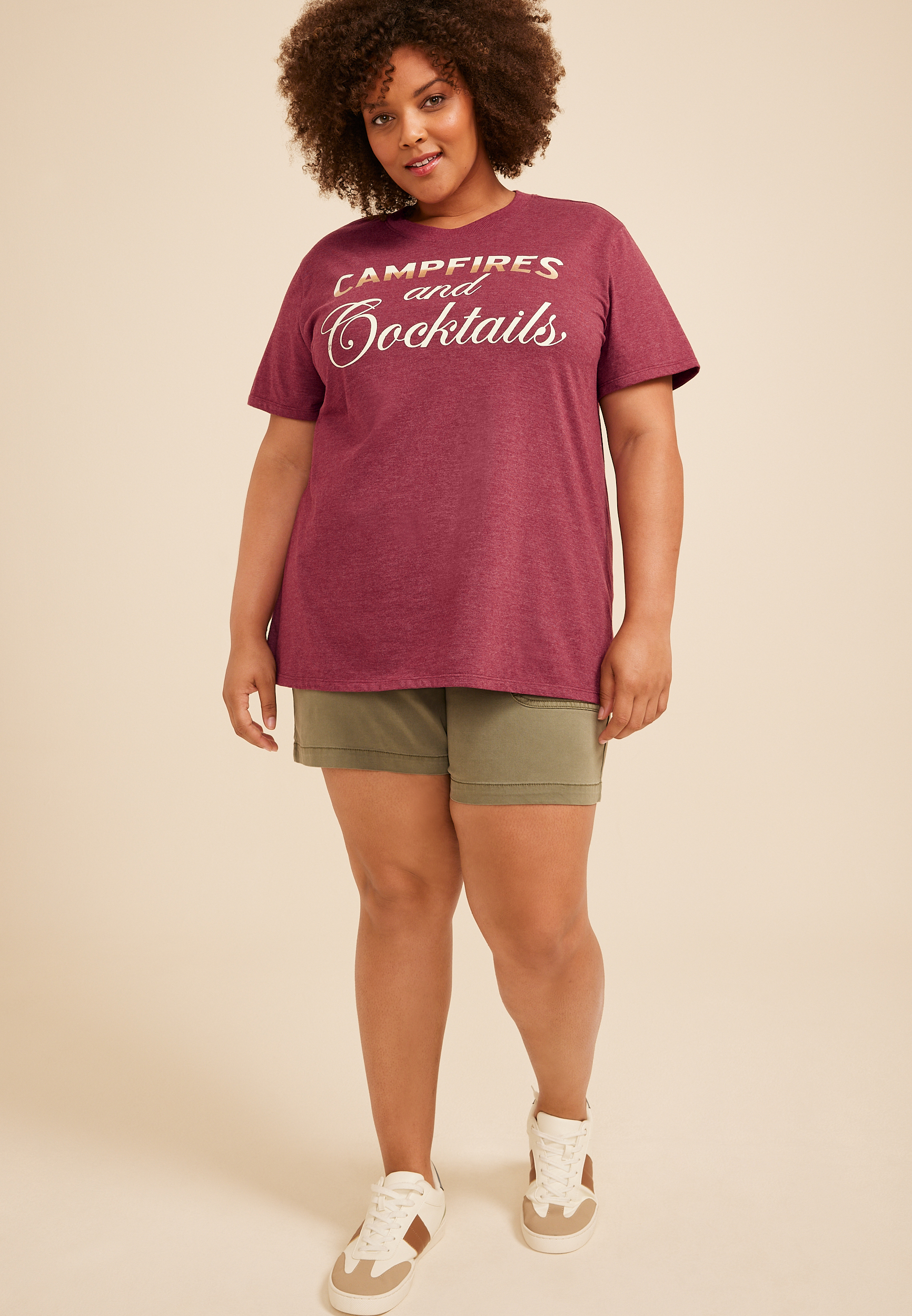 Plus Size Campfires And Cocktails Oversized Fit Graphic Tee