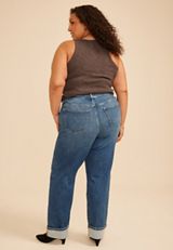 Plus Size edgely&trade; High Rise Pocket Stitch Relaxed Straight Cuffed Jean, C3337, small