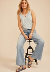 Striped Variegated Lace Up Tank Top, C1939, small