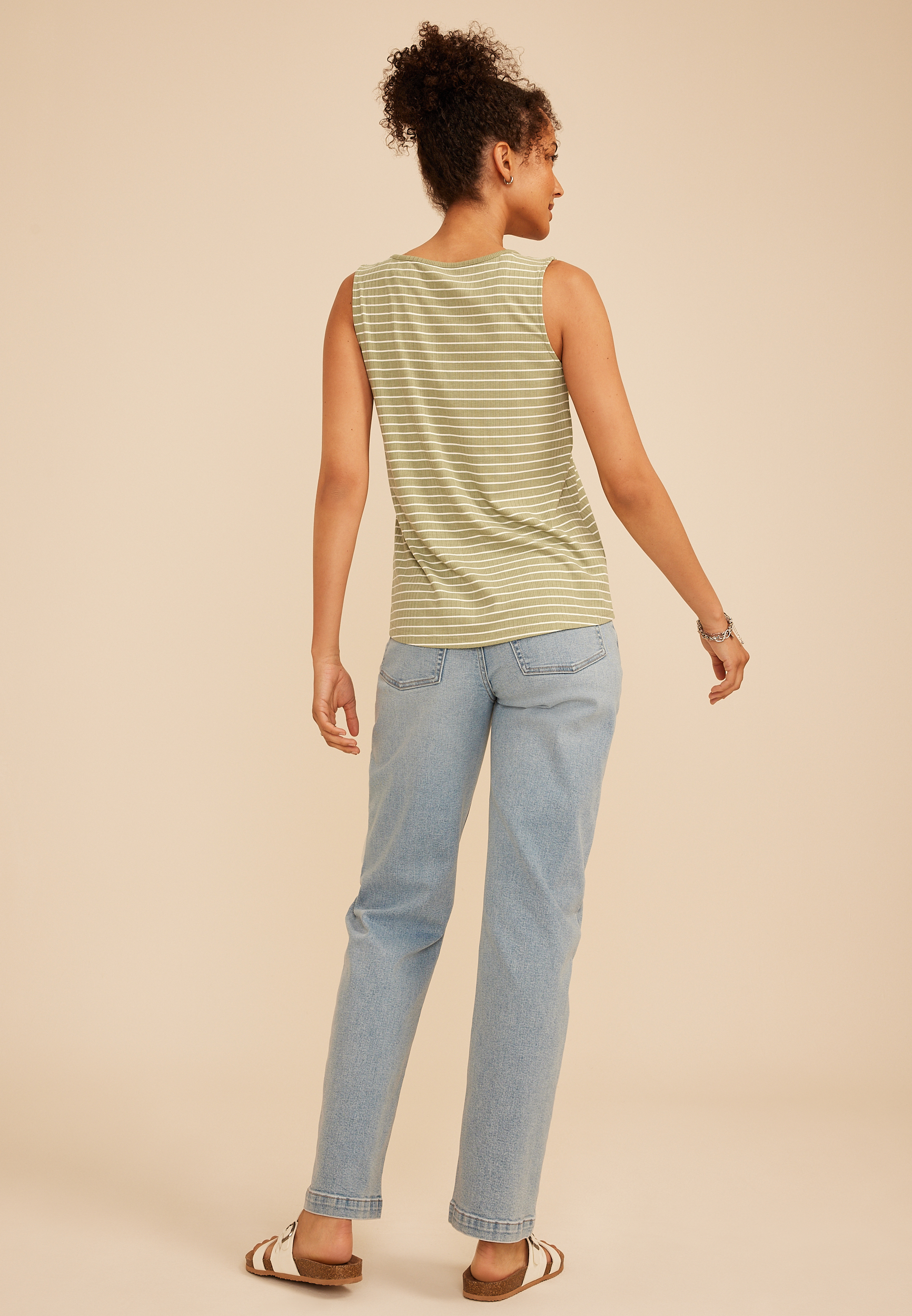 Striped Variegated Lace Up Tank Top - thumbnail 5