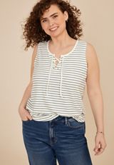 Plus Size Striped Variegated Lace Up Tank Top, C1939, small