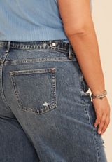 Plus Size edgely&trade; High Rise Open Ripped Adjustable Waist Wide Leg Jean, C3337, small